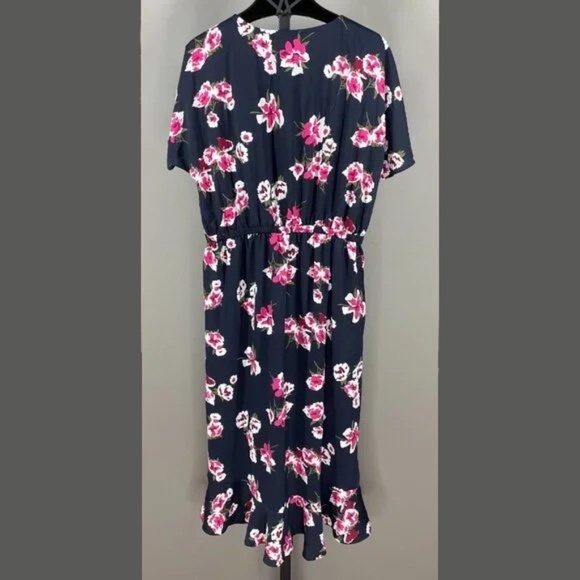J Crew Dress Womens Small blue pink floral midi sheath preppy classic - Picture 6 of 8
